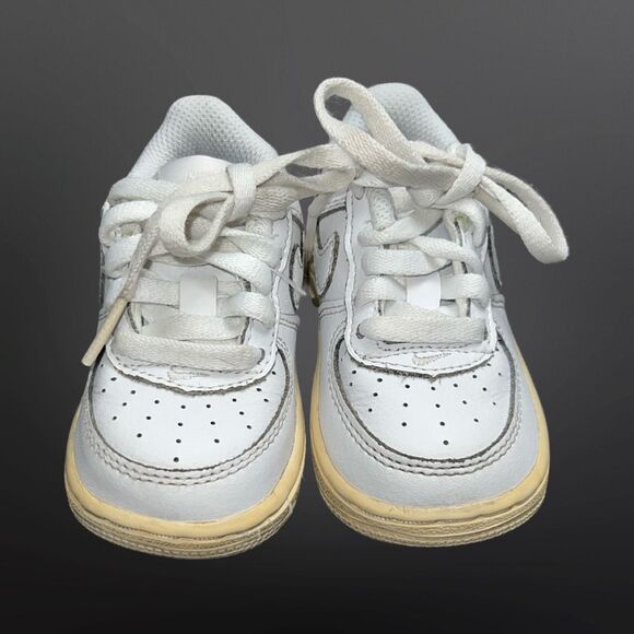 2013 Infant Nike Air Force 1 Low TD Triple White Size 4C 314194 - Picture 2 of 9